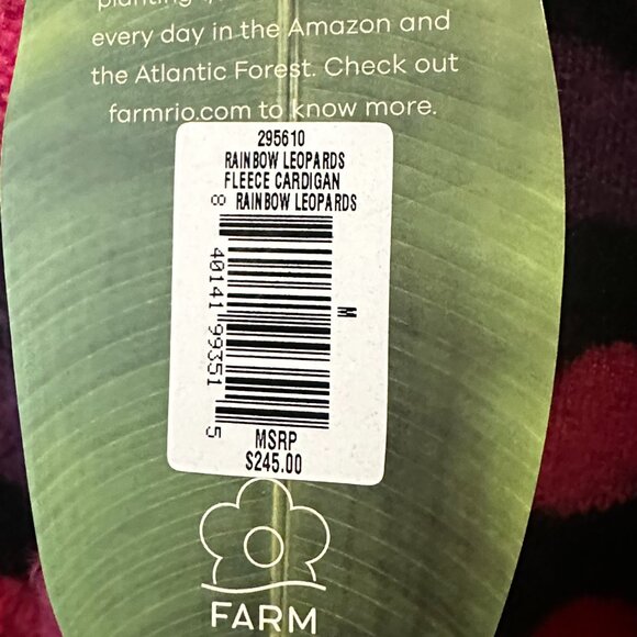 NWT FARM Rio Rainbow Lepards Fleece Cardigan, medium - Picture 3 of 7